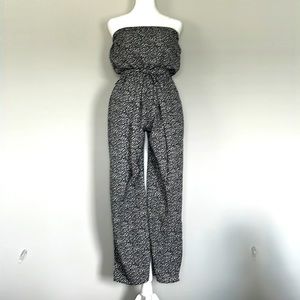 "Crescent" Jumpsuit- strapless. Black and White Dots